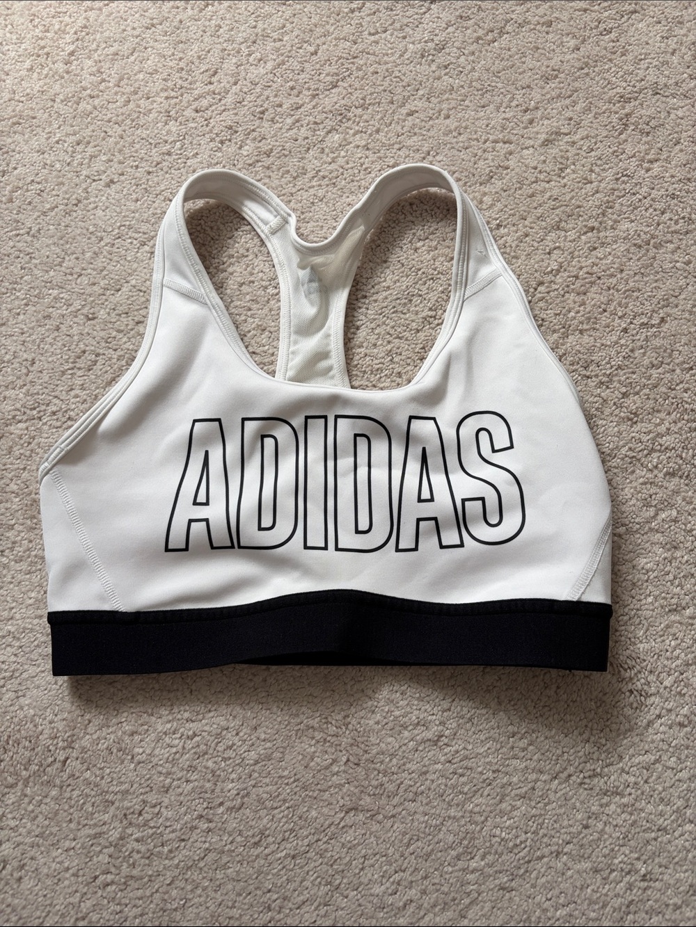 adidas White Sports Bra with Black Logo Band